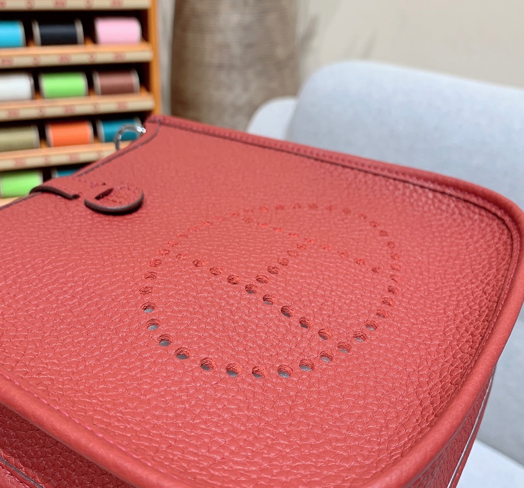 에르메스 미니 에블린16 보르도 레드 은장 끌레망스 가죽